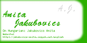 anita jakubovics business card